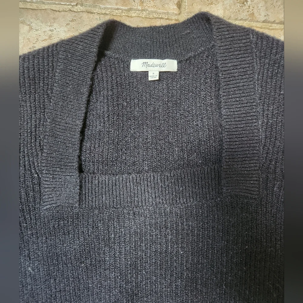 Madewell Womens Melwood Square Neck Black Sweater In Coziest Yarn, Small - Picture 5 of 8